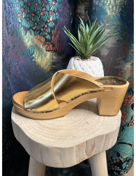 Sabots Color Block Gold Metallic Arline HOOF