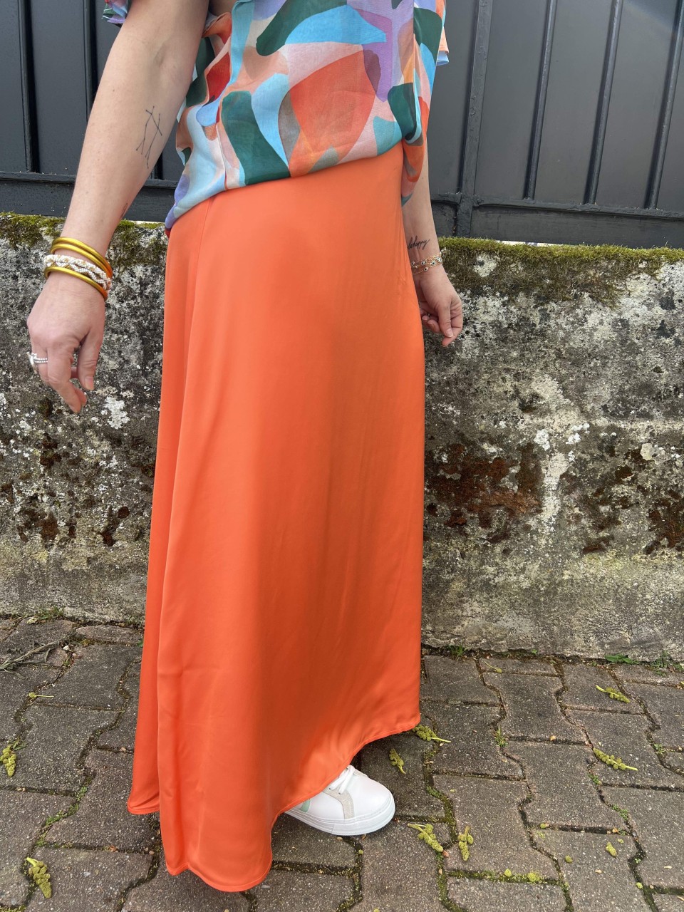 Jupe satin mi-longue Fransiska Selected