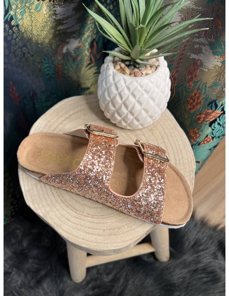 Sandales glitter et suède rose Colors of California