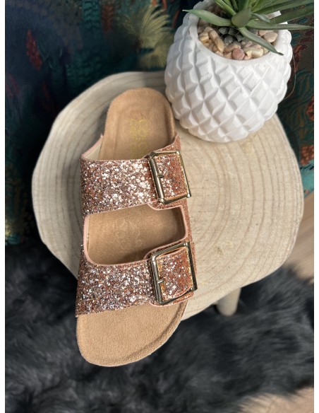 Sandales glitter et suède rose Colors of California
