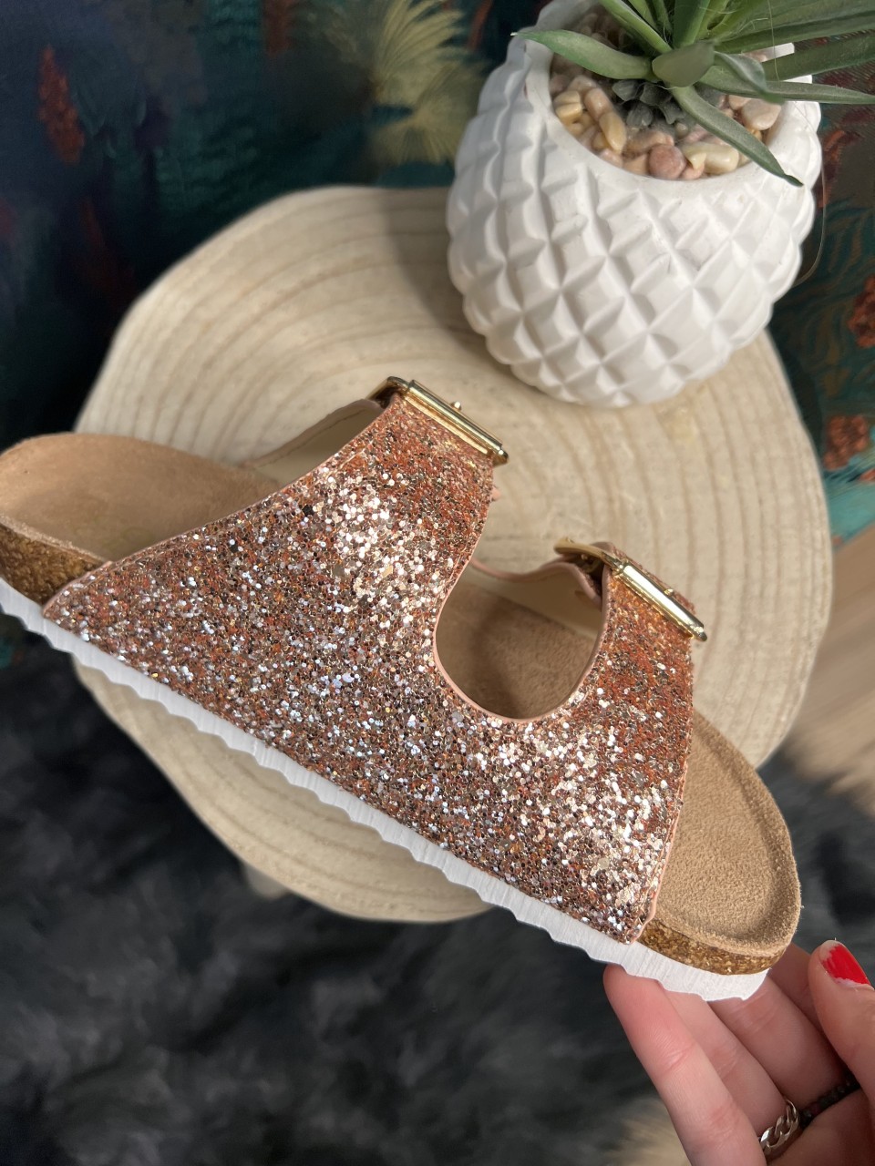 Sandales glitter et suède rose Colors of...