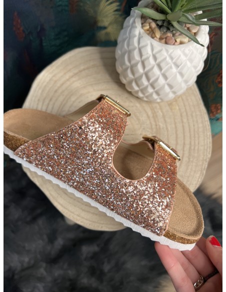 Sandales glitter et suède rose Colors of California