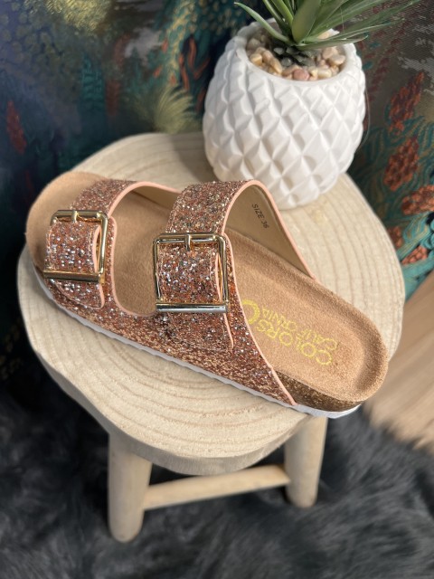 Sandales glitter et suède rose Colors of California