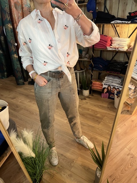 Chemise blanche et fleurs brodées Elvyne MSCH 2