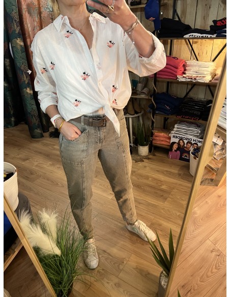 Chemise blanche et fleurs brodées Elvyne MSCH