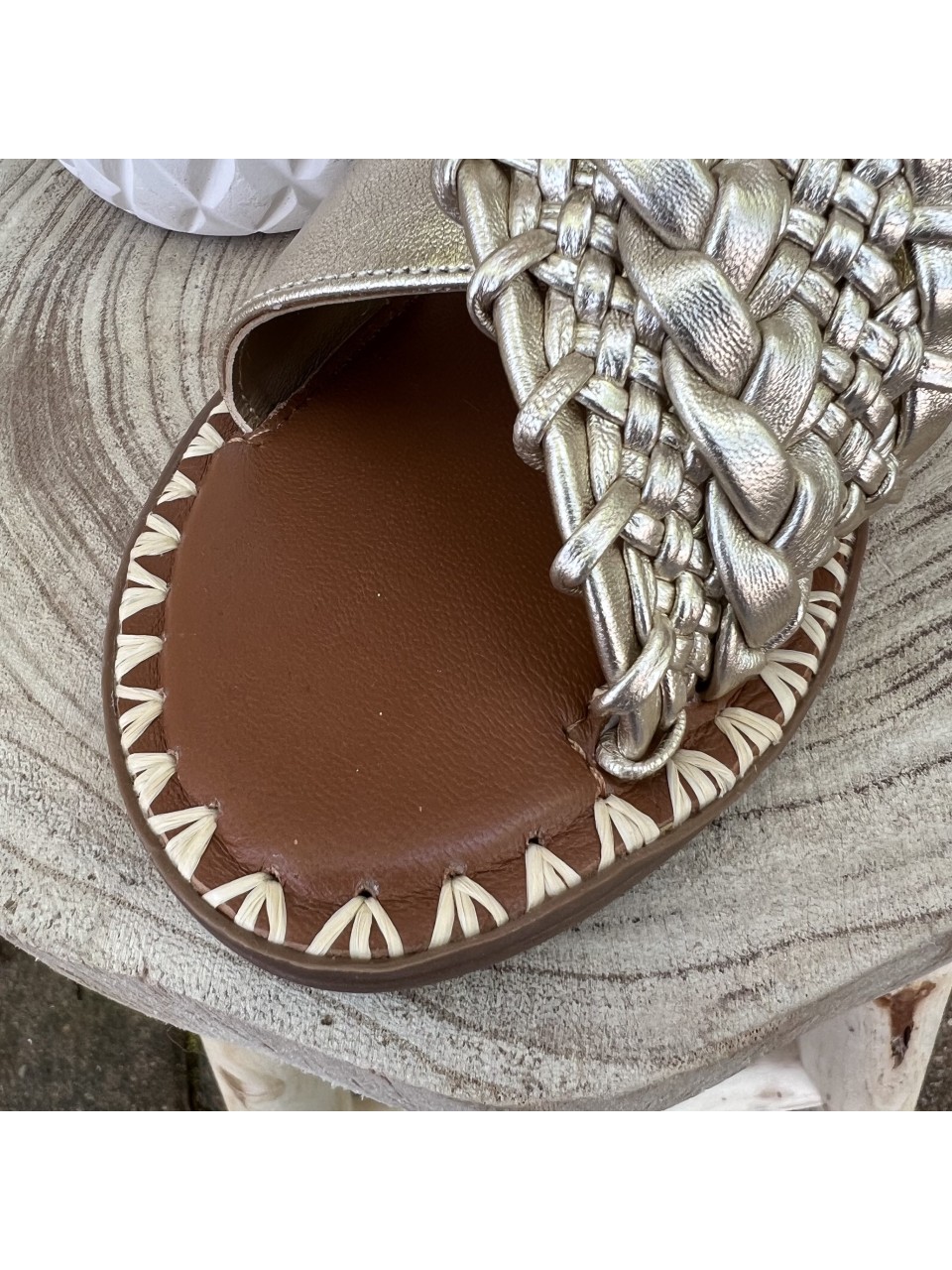 Mules plates Cuir Gold Anamaïa