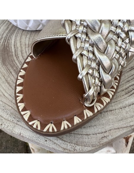 Mules plates Cuir Gold Anamaïa
