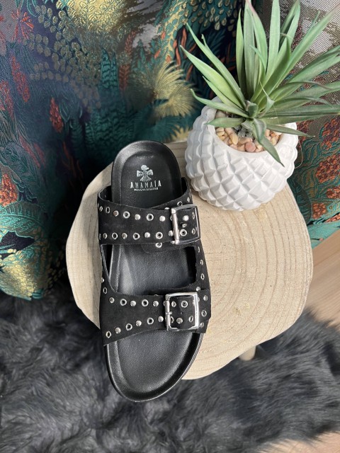 Sandales Cuir et Suède Cloutées Anamaïa