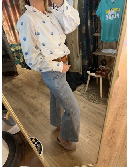 Chemise blanche volants imprimé Coquillage Costercopenhagen