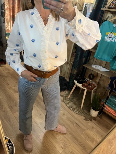 Chemise blanche volants imprimé Coquillage Costercopenhagen