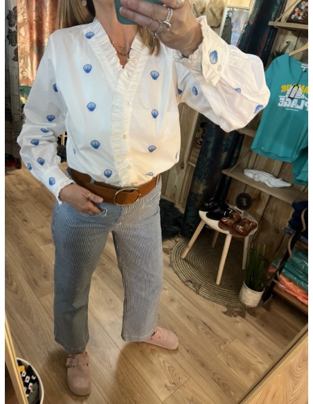 Chemise blanche volants imprimé Coquillage Costercopenhagen