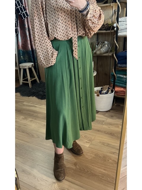 Jupe Midi Verte Faustine  Orféo