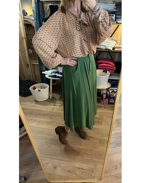 Jupe Midi Verte Faustine  Orféo