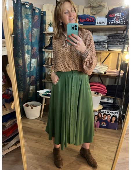 Jupe Midi Verte Faustine  Orféo