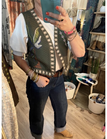 Gilet sans manches Brodé Esprit Bohème Free For Humanity
