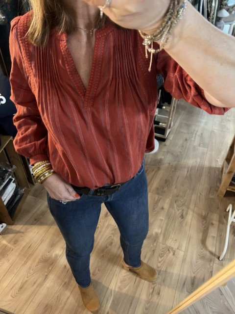Blouse Shela Rayures Terracota Rue Mazarine