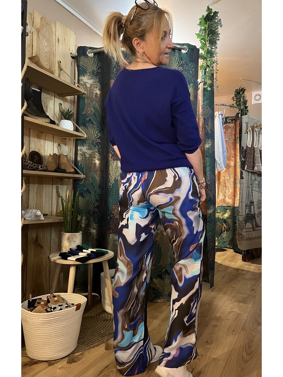 Pantalon fluide droit multicolore flow...