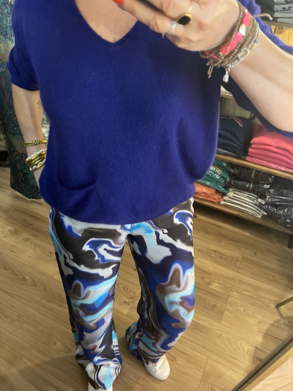 Pantalon fluide droit multicolore flow...