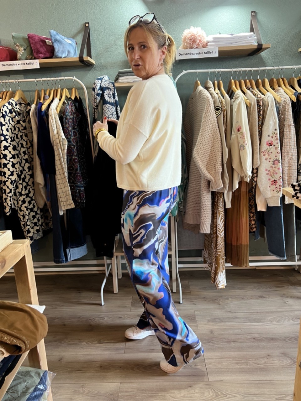 Pantalon fluide droit multicolore flow...