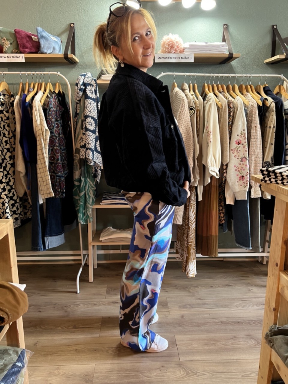 Pantalon fluide droit multicolore flow...