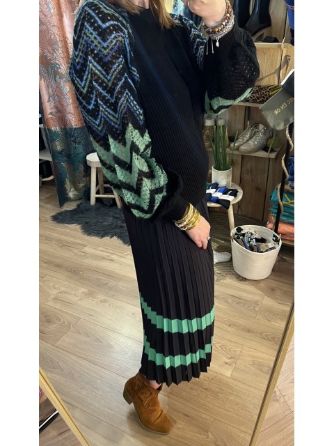 Pull Col Rond noir et manches multicolore Costercopenhagen