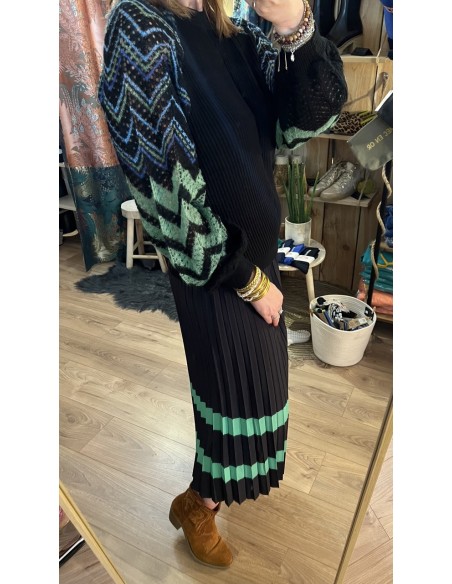 Pull Col Rond noir et manches multicolore Costercopenhagen