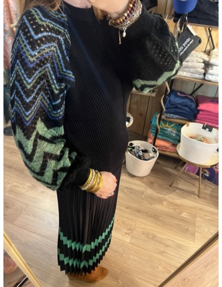 Pull Col Rond noir et manches multicolore Costercopenhagen