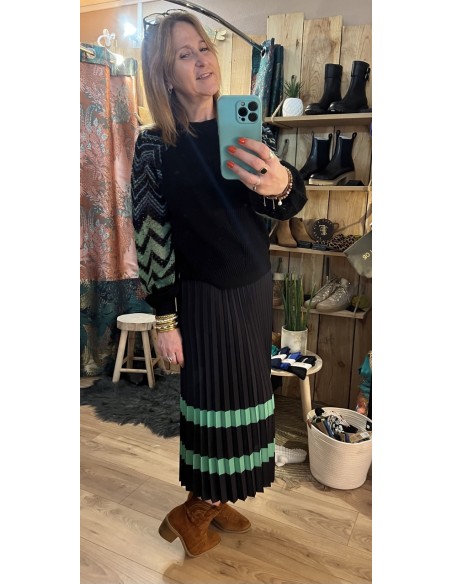 Pull Col Rond noir et manches multicolore Costercopenhagen