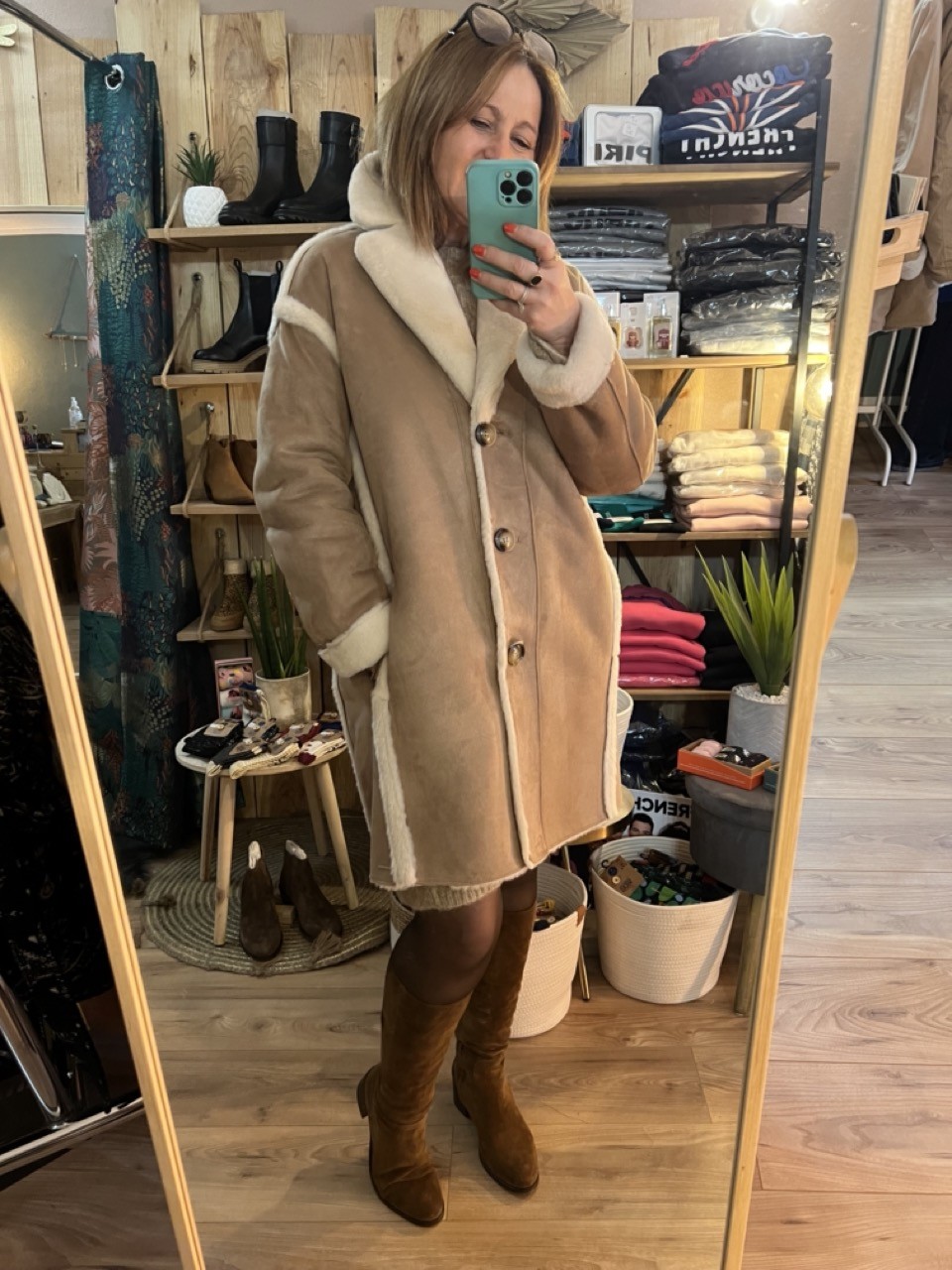 Manteau fourré droit Faux Cuir Suède Jannecke...