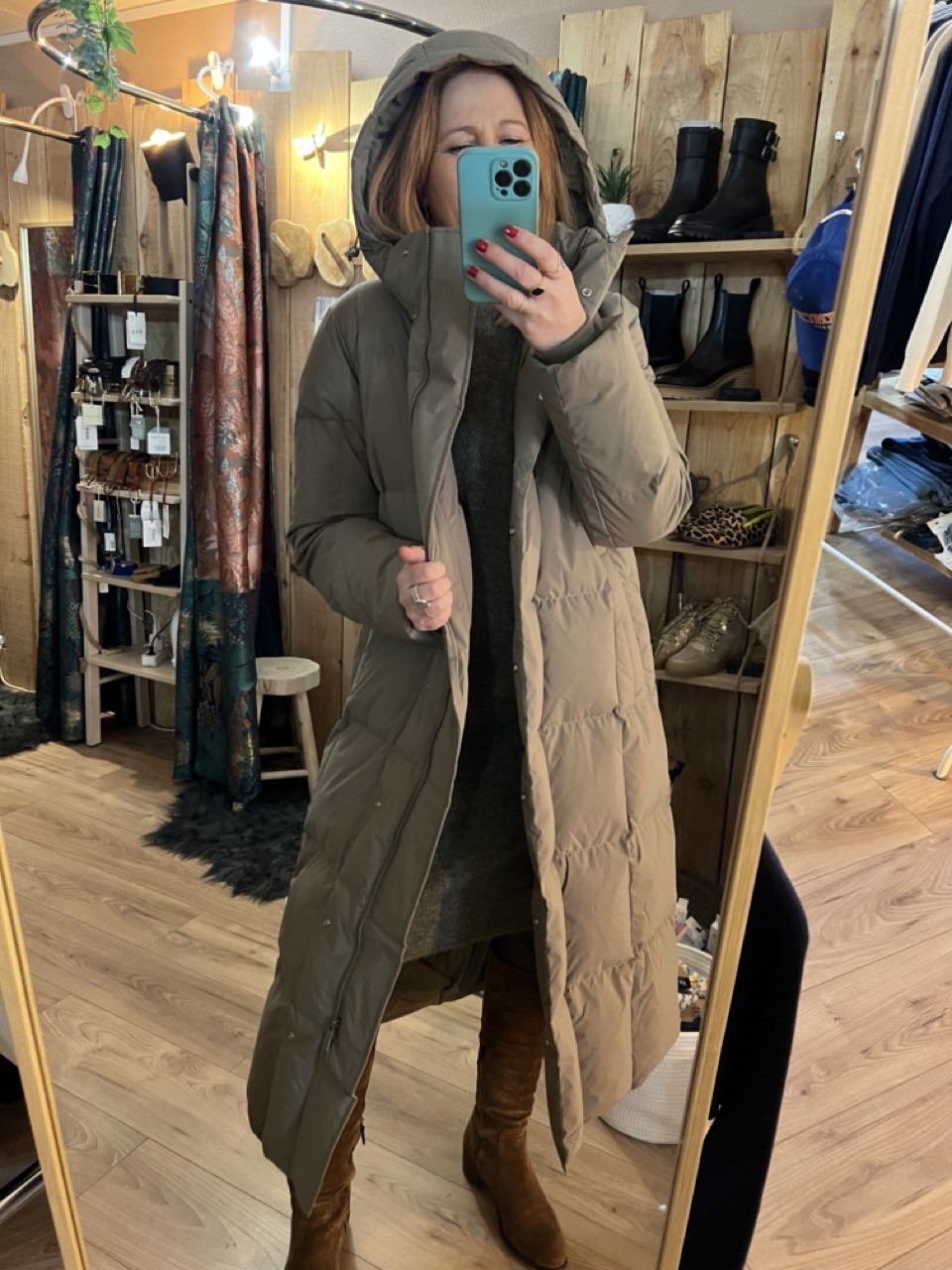 Manteau Doudoune longue Kaki NITA Selected