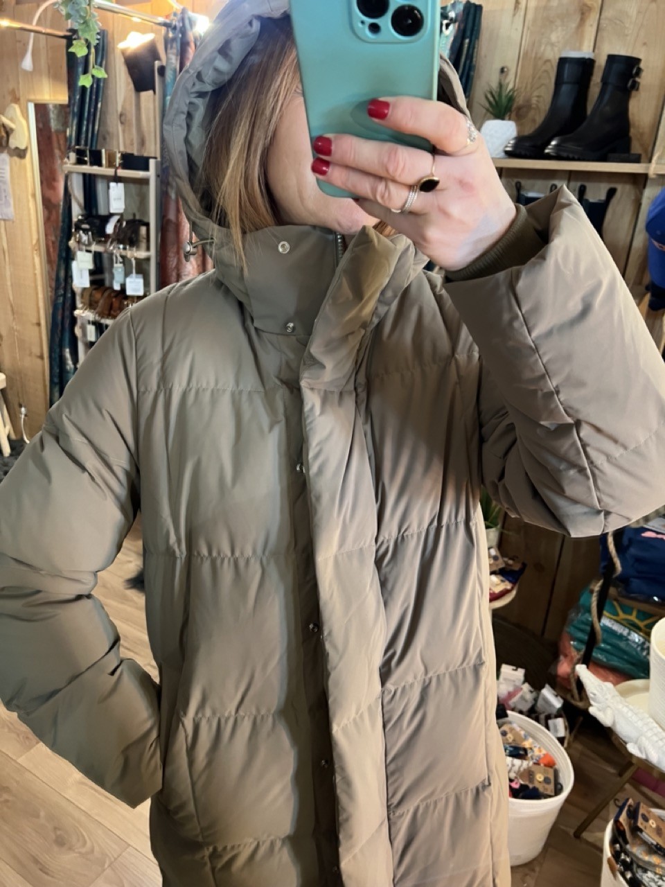 Manteau Doudoune longue Kaki NITA Selected