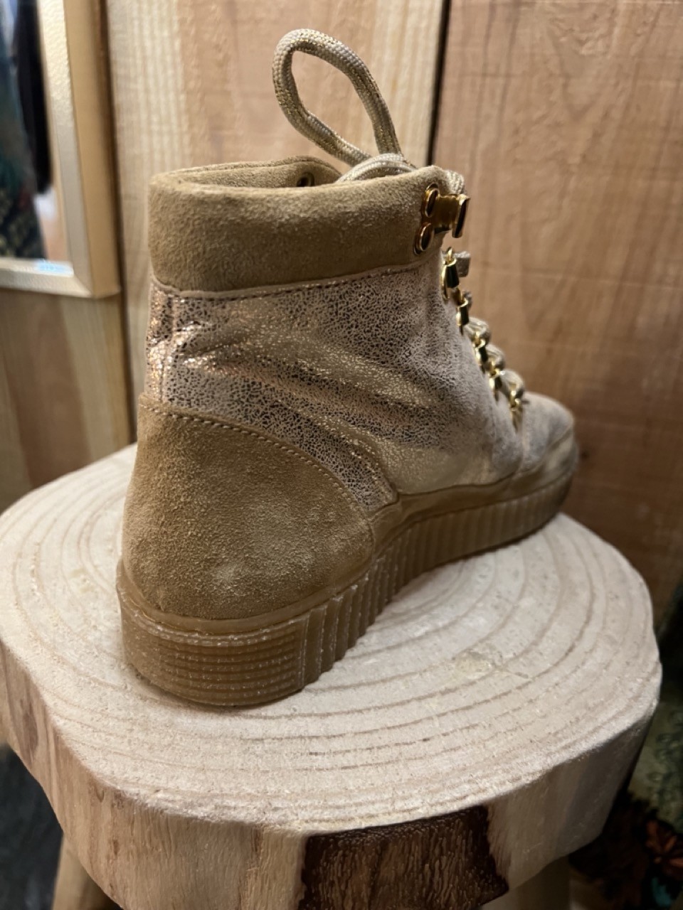 Boots Fourrées Lacets Dune Lamé Face à la Dune