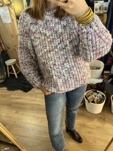 Pull Grosses Mailles Fils Lurex Multicolore Dallas Selected
