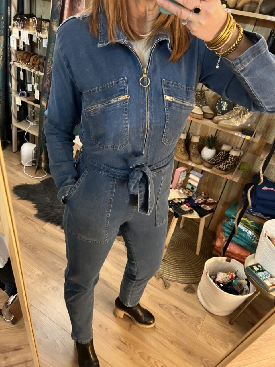 Combinaison Pantalon Jean Zippée Manches...
