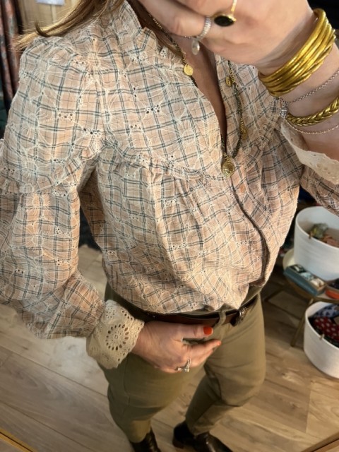 Chemise Dentelle Broderie Fines Rayures Felicia Orféo