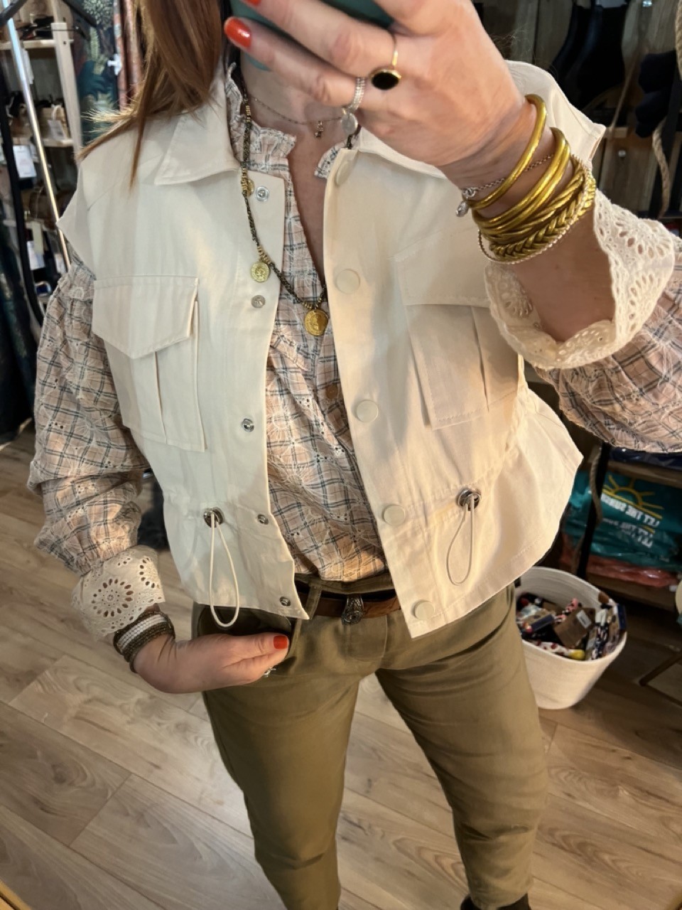Chemise Dentelle Broderie Fines Rayures Felicia...
