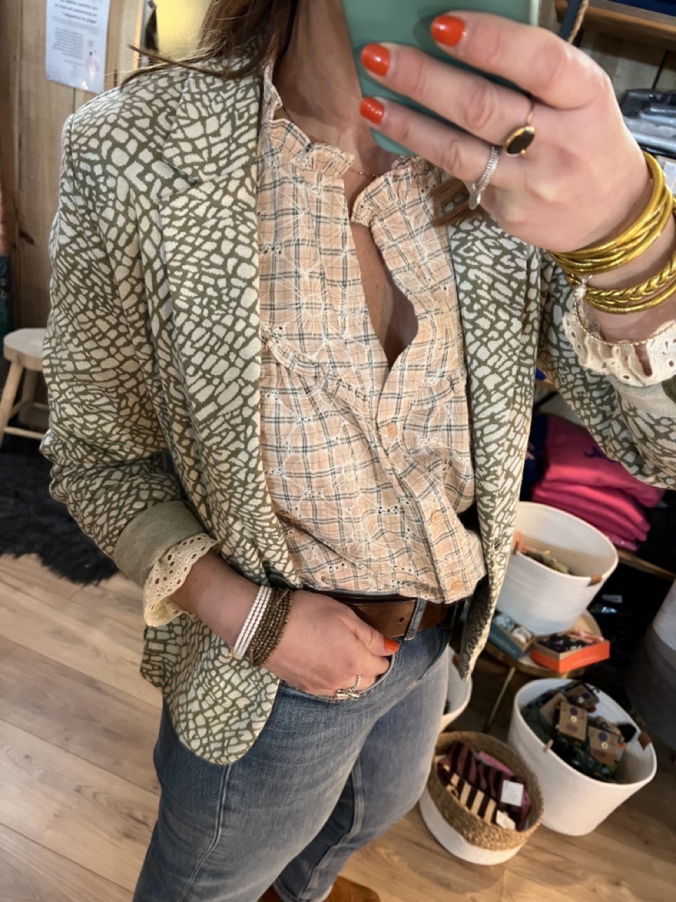 Chemise Dentelle Broderie Fines Rayures Felicia...