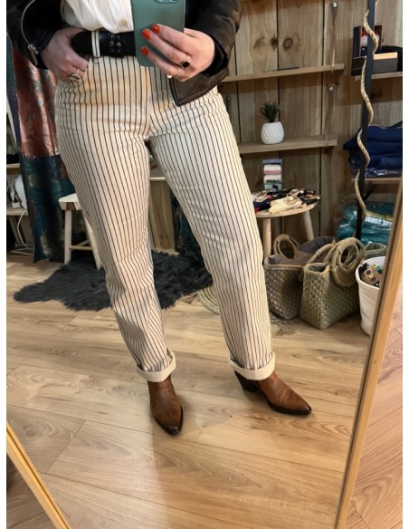 Pantalon Toile Rayures Fines BYKATO B.Young