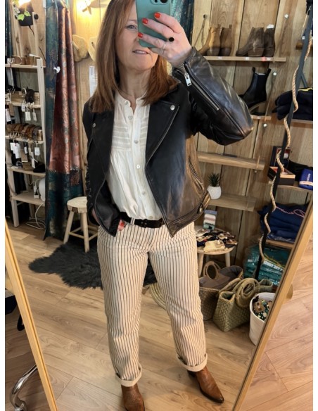 Pantalon Toile Rayures Fines BYKATO B.Young