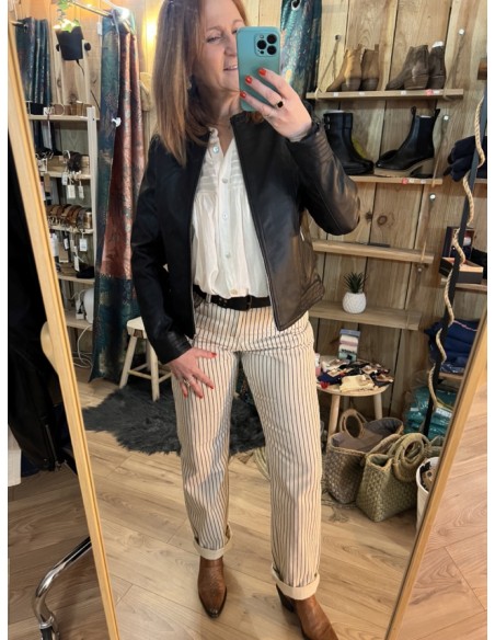 Pantalon Toile Rayures Fines BYKATO B.Young