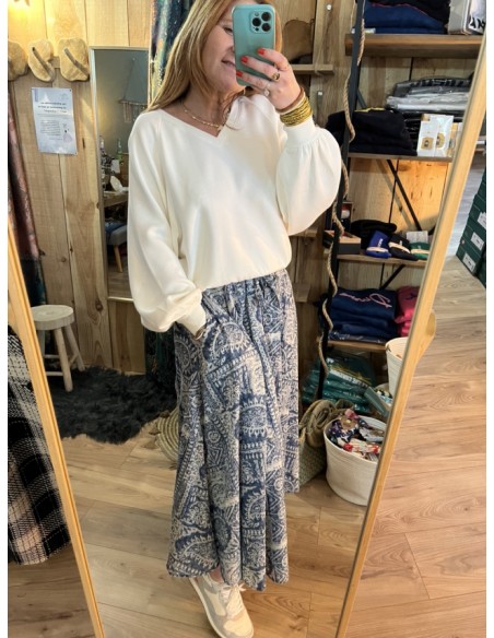 Jupe Evasée Midi Imprimée Cashmere Maxime Orféo