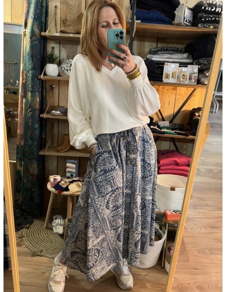 Jupe Evasée Midi Imprimée Cashmere Maxime Orféo
