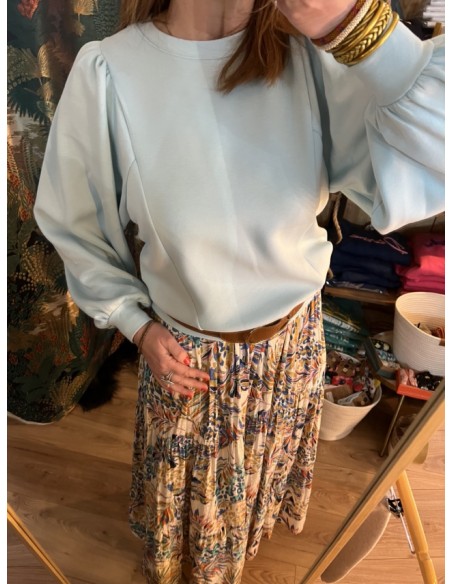 Sweat Shirt Col Rond Manches Raglan Bleu Ciel Makira MSCH