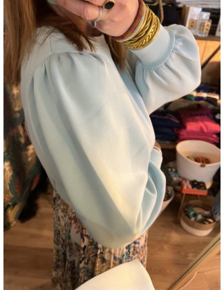 Sweat Shirt Col Rond Manches Raglan Bleu Ciel Makira MSCH