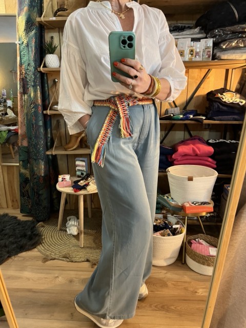 Pantalon large ceinture Tencel Camille Orféo