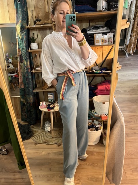 Pantalon large ceinture Tencel Camille Orféo 2