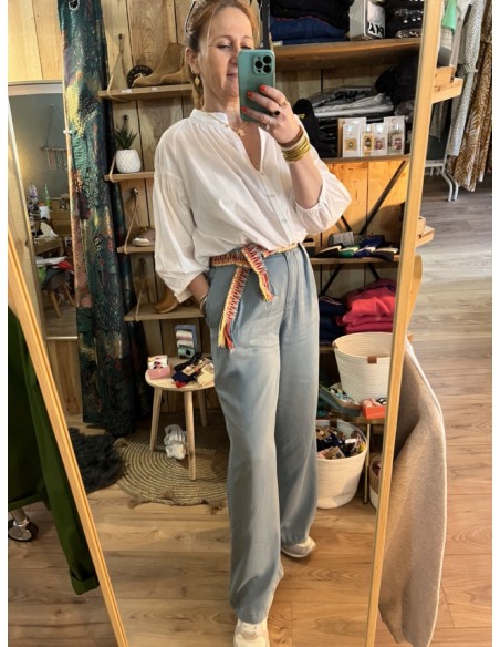 Pantalon large ceinture Tencel Camille Orféo