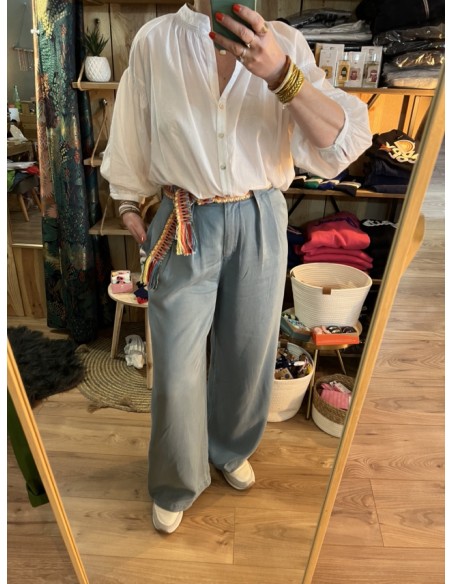 Pantalon large ceinture Tencel Camille Orféo
