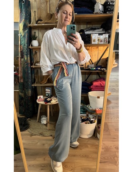 Pantalon large ceinture Tencel Camille Orféo