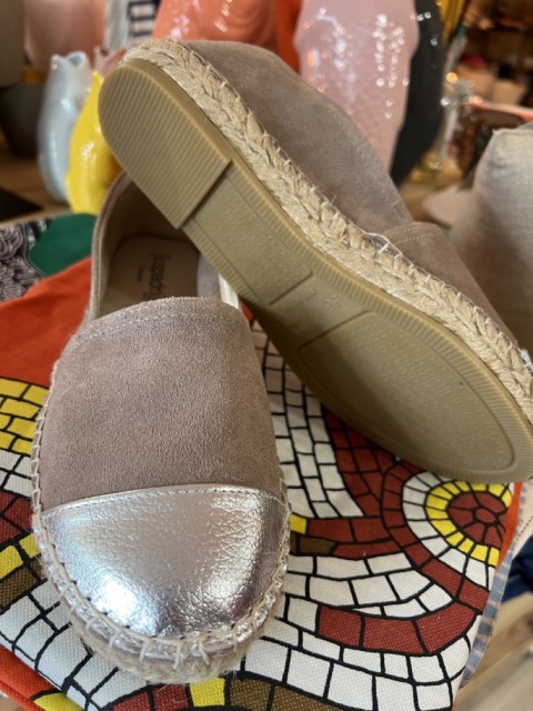 Espadrilles Bi-Color Sable/Argent Cuir et Suède Espadrij 2